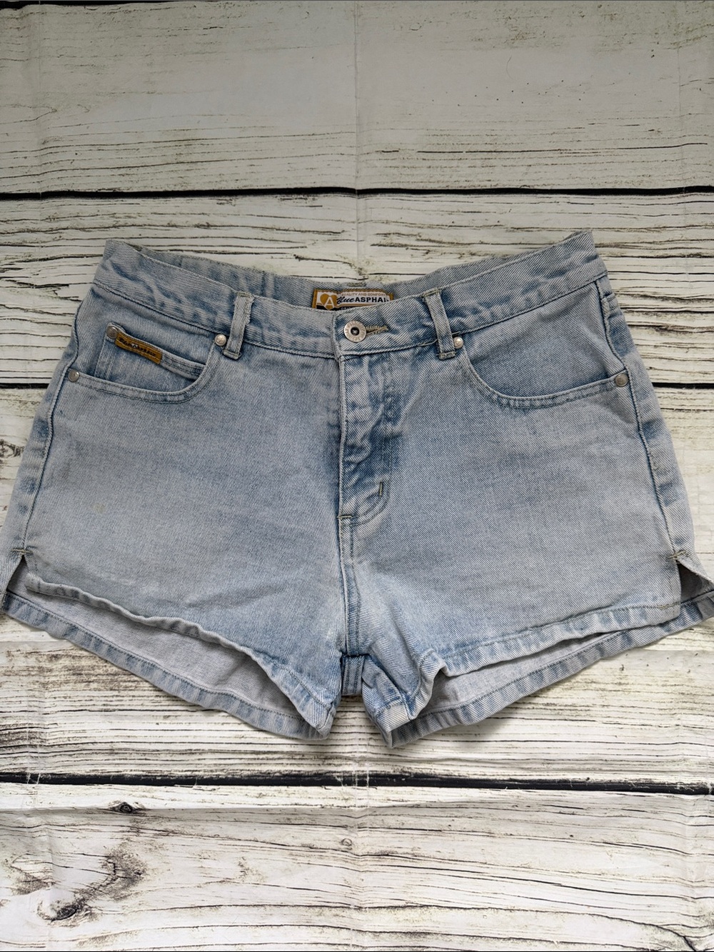♡ Blue Asphalt Y2K Vintage Retro High-Rise Light Blue Denim Shorts - 9